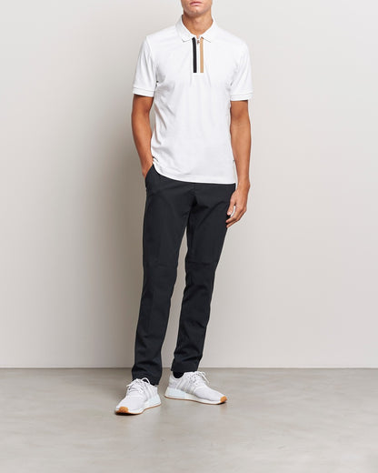 HUGO BOSS MERCERISED-COTTON POLO SHIRT WITH CONTRAST LOGO | WHITE