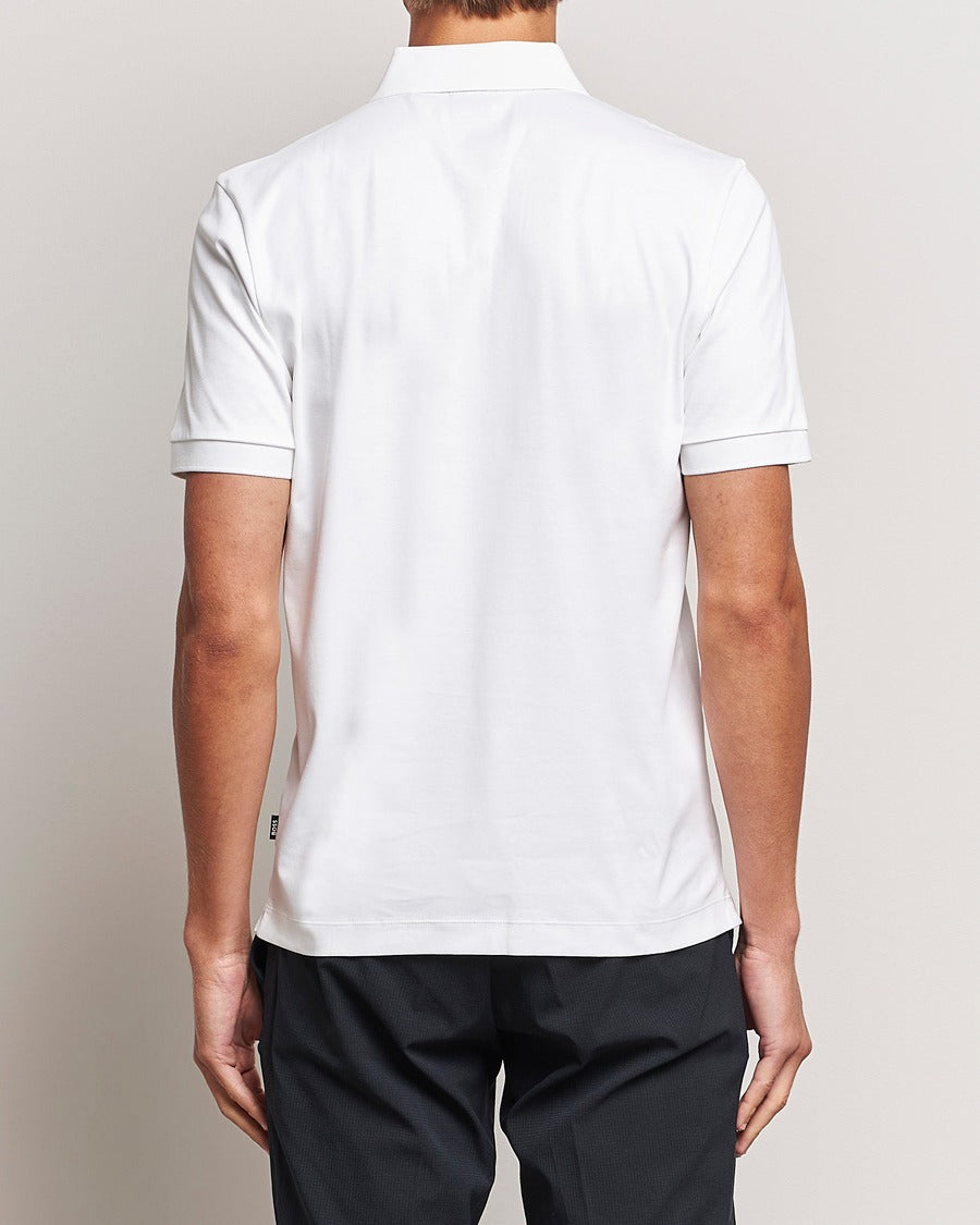 HUGO BOSS MERCERISED-COTTON POLO SHIRT WITH CONTRAST LOGO | WHITE