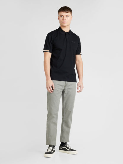 HUGO BOSS REGULAR-FIT POLO SHIRT WITH EMBROIDERED LOGO | BLACK