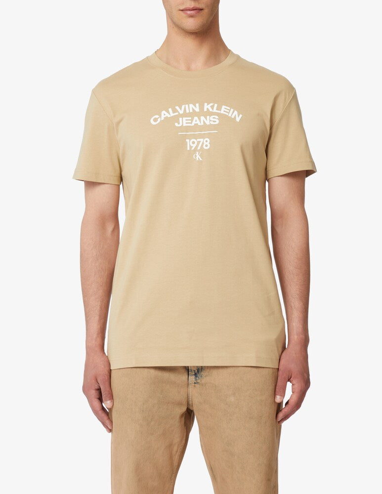 Calvin Klein Jeans Varsity Logo T-Shirt | Beige