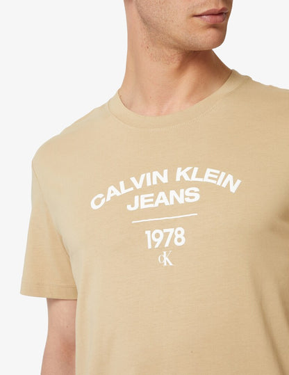 Calvin Klein Jeans Varsity Logo T-Shirt | Beige