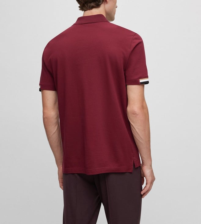 MERCERISED-COTTON POLO SHIRT WITH SIGNATURE STRIPES | MAROON