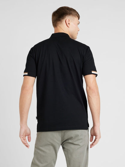 HUGO BOSS REGULAR-FIT POLO SHIRT WITH EMBROIDERED LOGO | BLACK