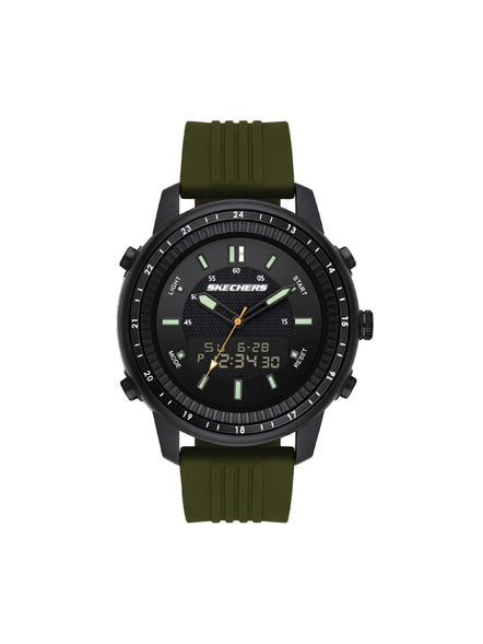 SKECHERS MENS ANALONG DIGITAL BLACK AND GREEN WATCH