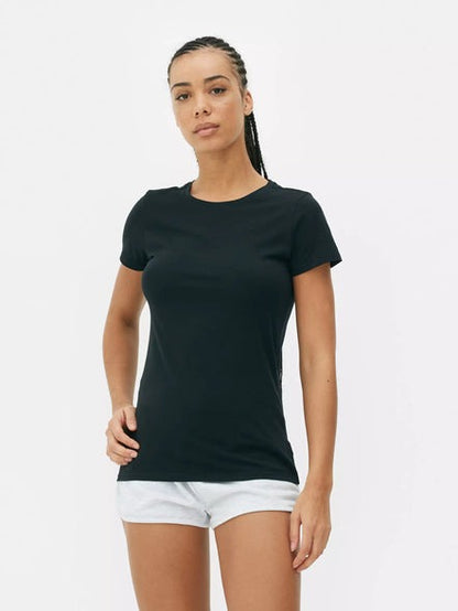 STRETCH CREW NECK ESSENTAIL T-SHIRT | BLACK